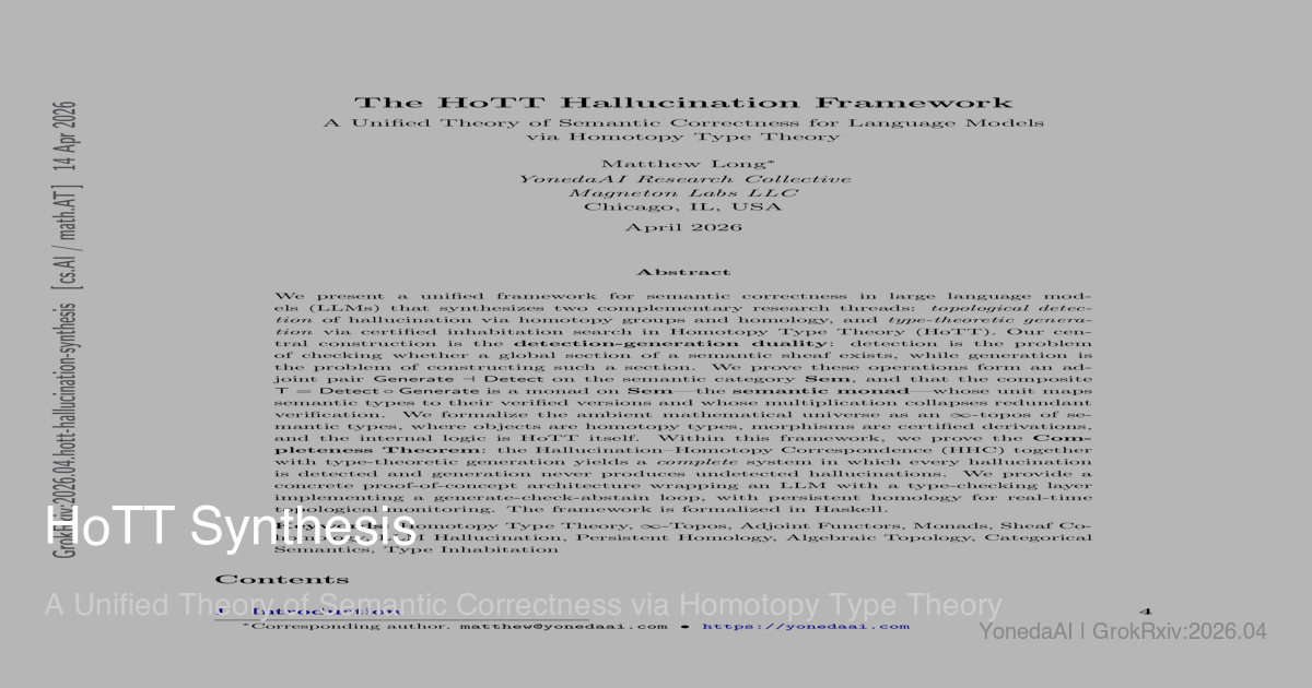 Cover for The HoTT Hallucination Framework: A Unified Theory of Semantic Correctness via Homotopy Type Theory