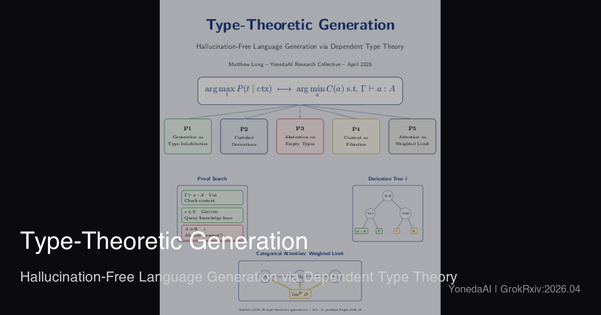 Cover for Type-Theoretic Generation: Hallucination-Free Language Generation via Dependent Type Theory